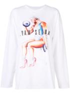 Adam Selman Sport Weightlifter Glam Print Sweatshirt - White
