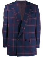 Paul Smith Check Double-breasted Blazer - Blue