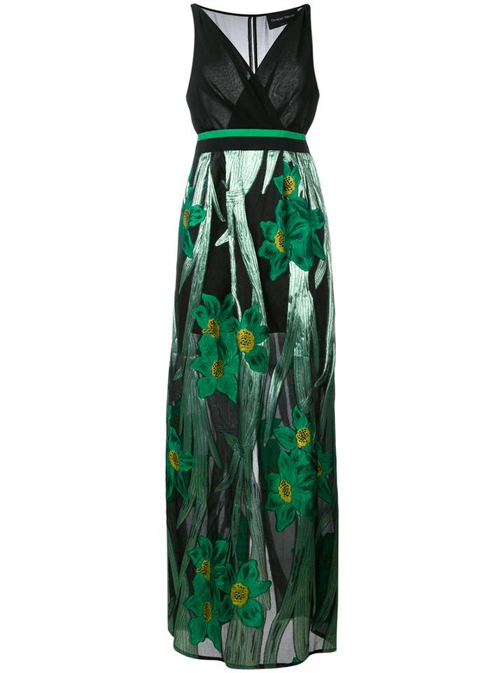 Christian Pellizzari - Metallic Floral Print Dress - Women - Silk/polyamide/polyester/polyimide - 46, Women's, Green, Silk/polyamide/polyester/polyimide
