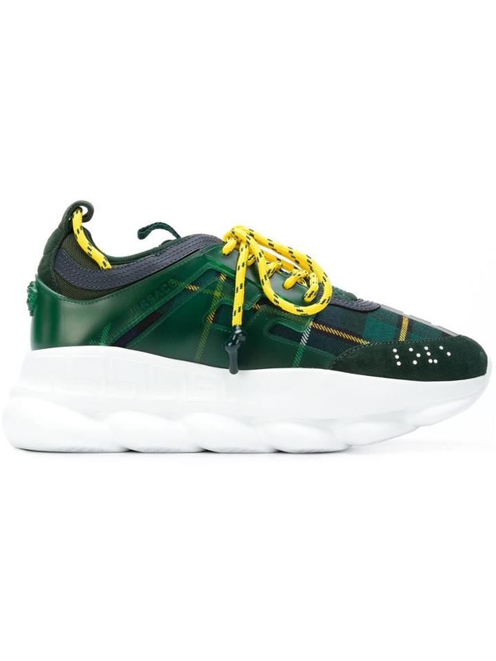 Versace Chunky Sole Tartan Sneakers - Green