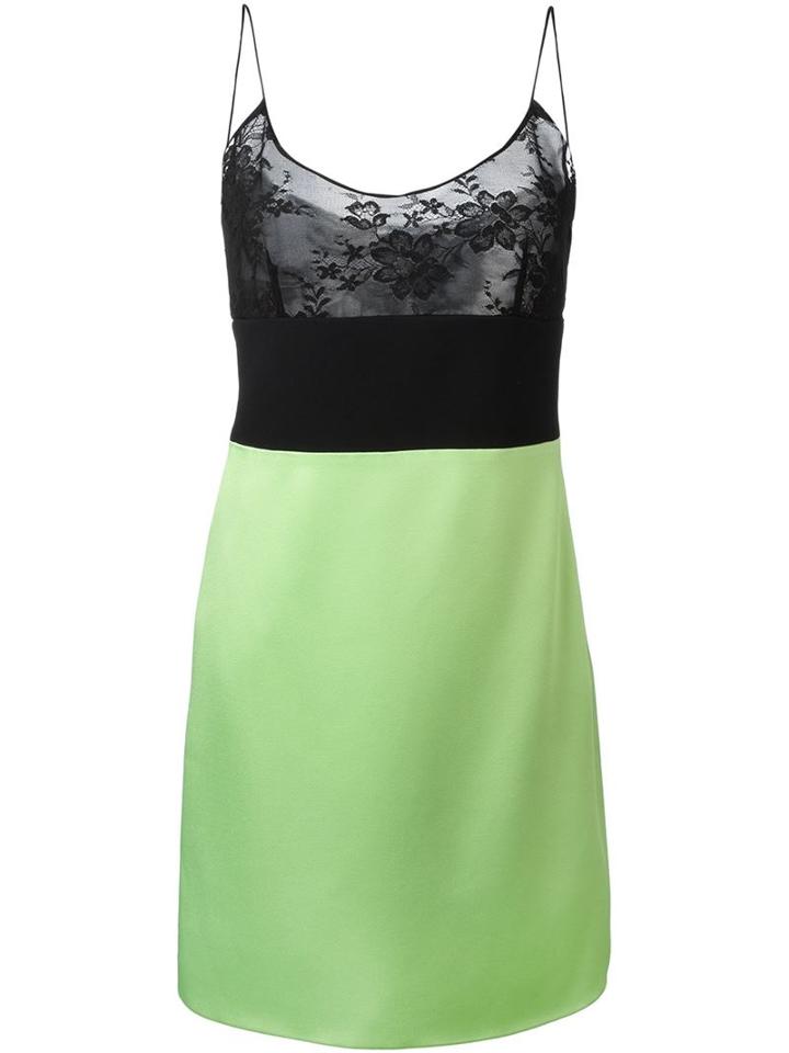 Fausto Puglisi Floral Lace Panel Cami Dress, Women's, Size: 44, Green, Acetate/viscose/silk