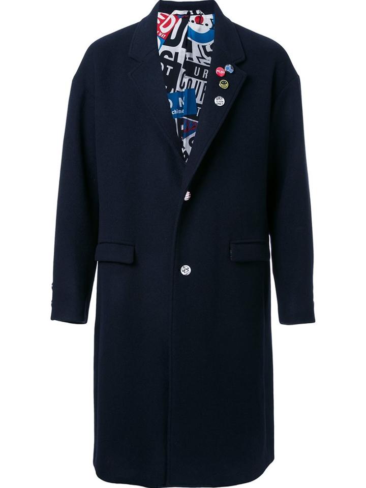 Doublet Single Breasted Coat, Men's, Size: 2, Blue, Nylon/wool