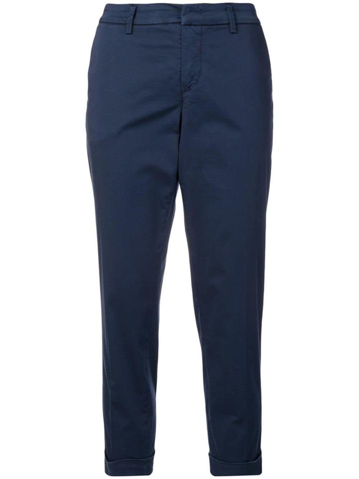 Fay Cropped Tapered Chinos - Blue