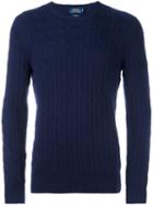 Polo Ralph Lauren Crew Neck Longsleeved Pullover, Men's, Size: Medium, Blue, Cashmere