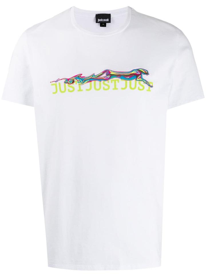 Just Cavalli Cheetah Embroidered T-shirt - White