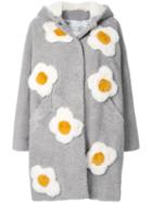 Tu Es Mon Trésor Flower Foux Fur Midi Coat - Grey