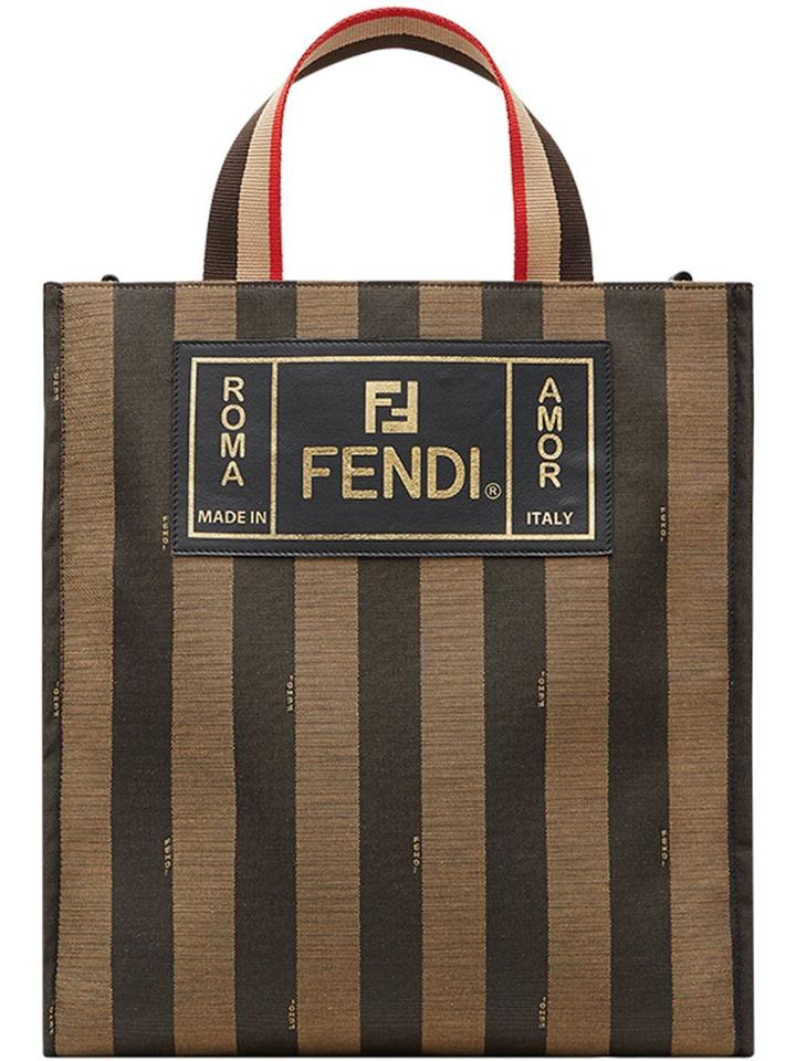 Fendi Striped Tote Bag - Brown