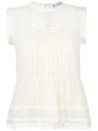 Red Valentino Soft Peplum Embroidered Top, Women's, Size: 40, Yellow/orange, Polyester/cotton/silk