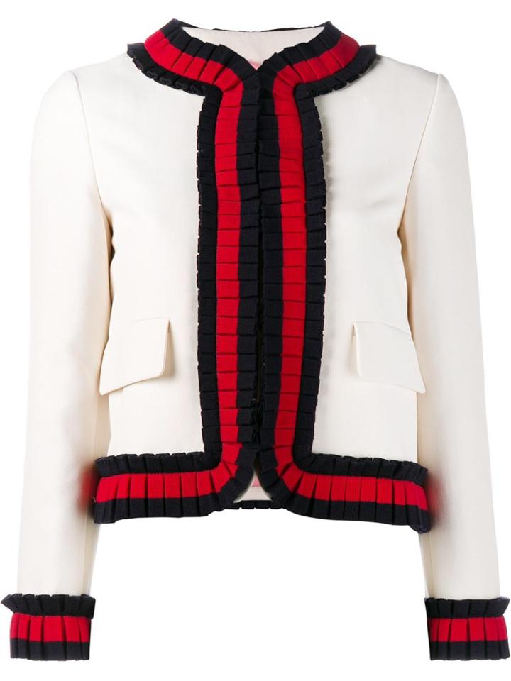 Gucci Cropped Web Trim Jacket - Nude & Neutrals