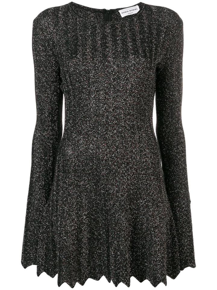Sonia Rykiel Glitter Pleated Dress - Black