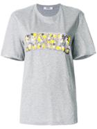 Msgm Floral Embellished Logo T-shirt - Grey