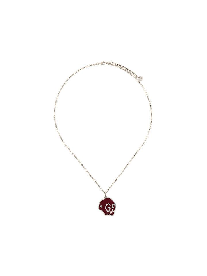 Gucci Guccighost Skull Charm Necklace, Women's, Metallic