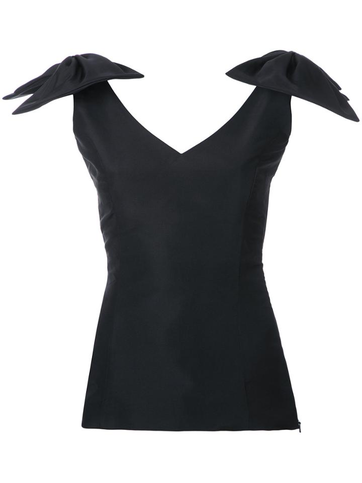 Bambah Faille Shoulder Bow Top - Black