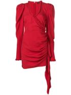 Magda Butrym Ruffle Trim Wrap Dress - Red