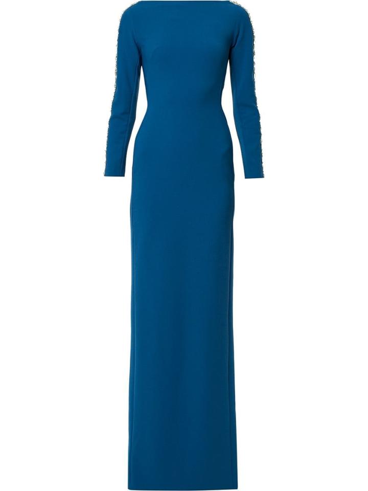 Jenny Packham Embellished Sleeve Gown - Blue