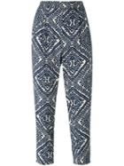 Steffen Schraut - Printed Cropped Trousers - Women - Viscose - 42, Blue, Viscose