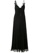 Lanvin - Lace-trimmed Chiffon Gown - Women - Silk/polyamide/polyester/viscose - 36, Black, Silk/polyamide/polyester/viscose