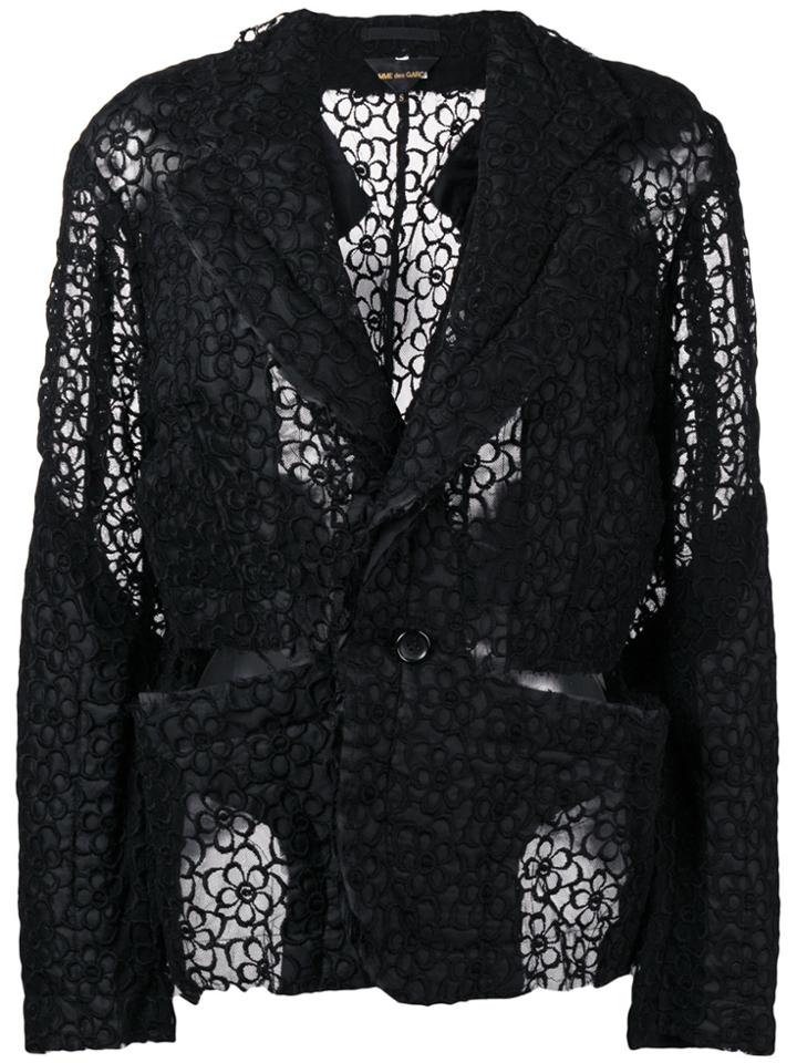 Comme Des Garçons Floral Lace Jacket - Black