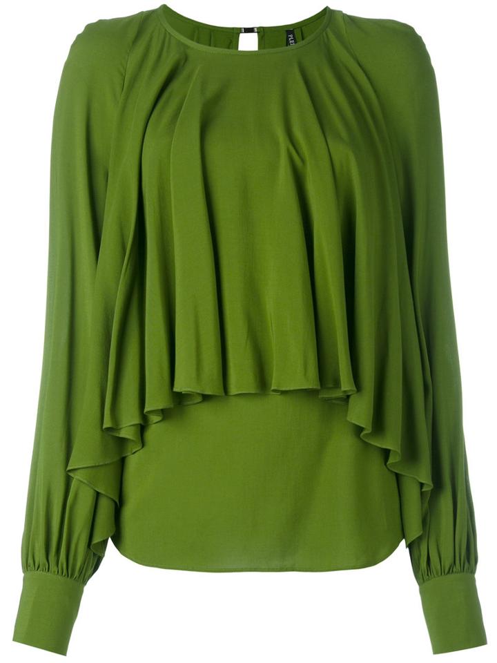 Draped Blouse - Women - Viscose - 40, Green, Viscose, Plein Sud