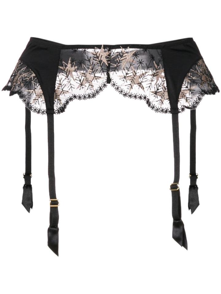 Chite' Lace-embroidered Suspenders - Black