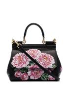 Dolce & Gabbana Black Dauphine Tracolla Floral-print Leather Shoulder