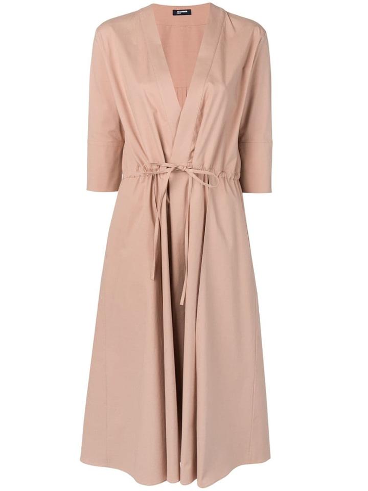 Jil Sander Navy Tie Waist Dress - Brown