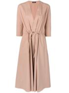 Jil Sander Navy Tie Waist Dress - Brown
