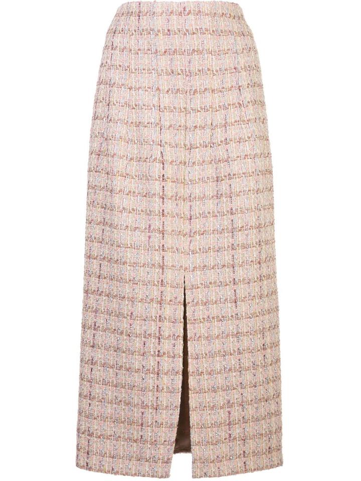Brock Collection Tweed-style Front Slit Skirt - Pink