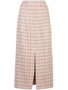 Brock Collection Tweed-style Front Slit Skirt - Pink