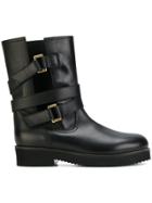 L'autre Chose Cut Out Detail Biker Boots - Black