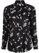 Saint Laurent Music Note Printed Shirt, Women's, Size: 36, Black, Silk