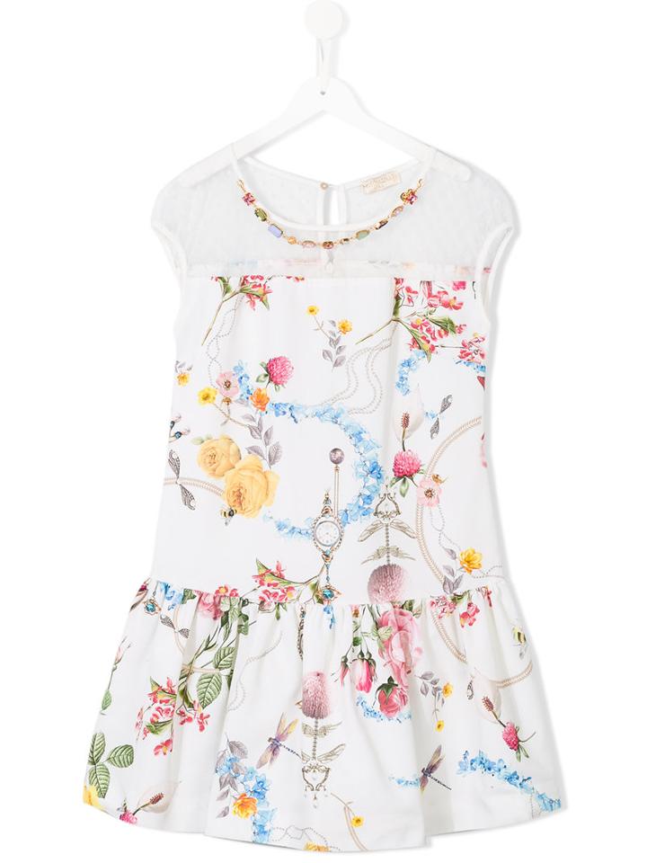 Monnalisa Chic Floral Print Dress, Girl's, Size: 16 Yrs, White