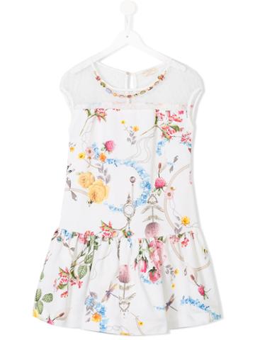 Monnalisa Chic Floral Print Dress, Girl's, Size: 16 Yrs, White