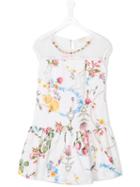 Monnalisa Chic Floral Print Dress, Girl's, Size: 16 Yrs, White