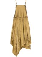 Marques'almeida Gathered Waist Asymmetric Midi-dress - Gold