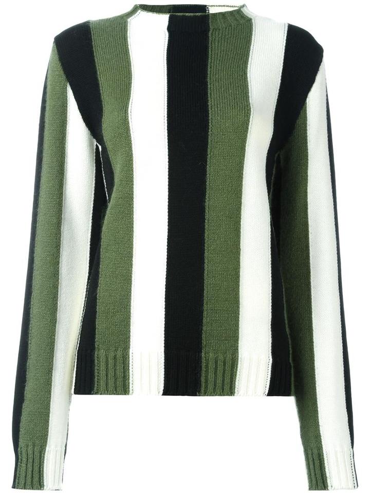 Msgm Striped Jumper, Women's, Size: Large, Green, Polyamide/mohair/virgin Wool/polyacrylic
