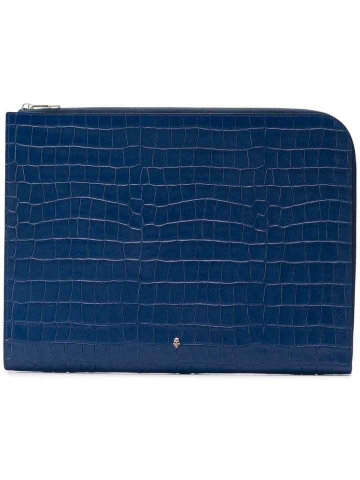 Alexander Mcqueen Skull Half-zip Pouch - Blue