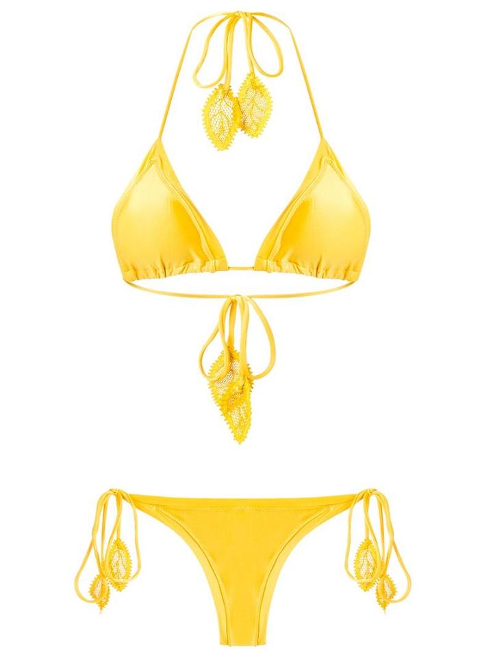Martha Medeiros Side Tie Bikini Bottom, Women's, Size: Medium, Yellow/orange, Polyamide/spandex/elastane