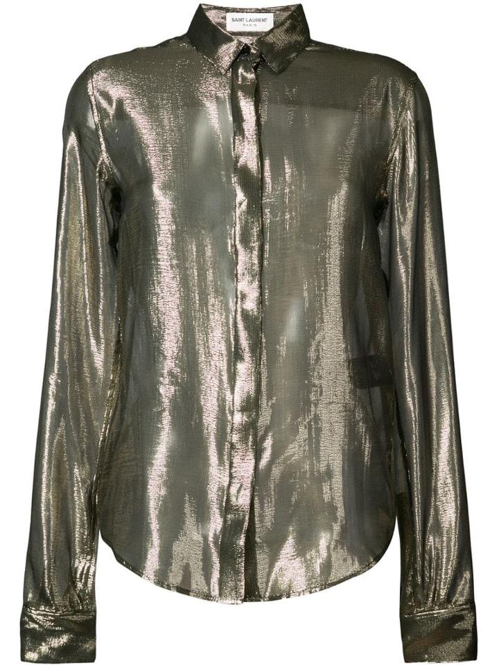 Saint Laurent Sheer Metallic Blouse - Yellow