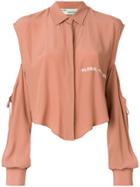 Off-white Cropped Shirt - Brown