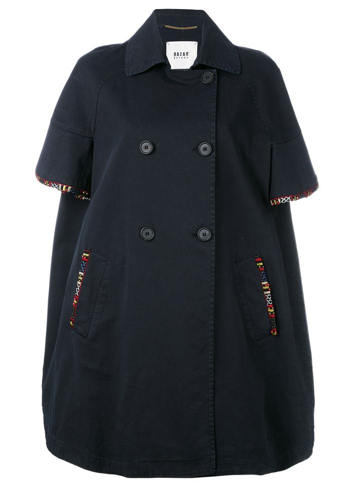 Bazar Deluxe Button Up Oversized Jacket, Women's, Size: 40, Blue, Cotton/elastodiene
