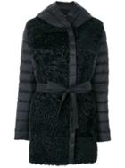 Cara Mila Debra Shearling Belted Coat - Black