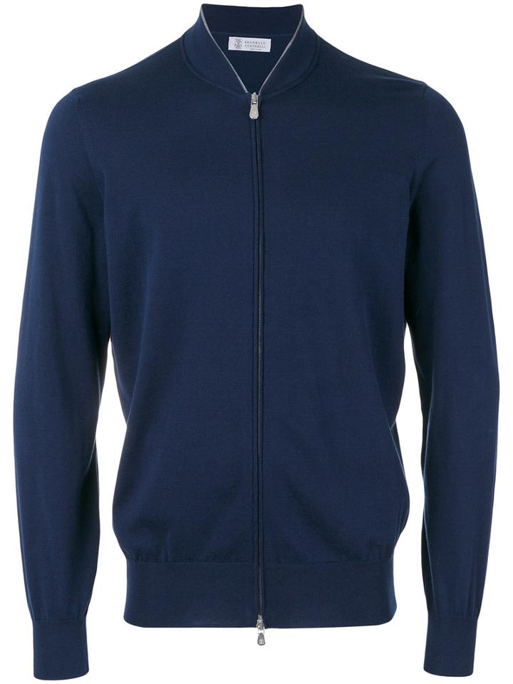 Brunello Cucinelli - Zip-up Long Sleeve Sweatshirt - Men - Cotton - 52, Blue, Cotton