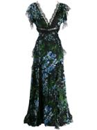 Blumarine Frilled Floral Gown - Black