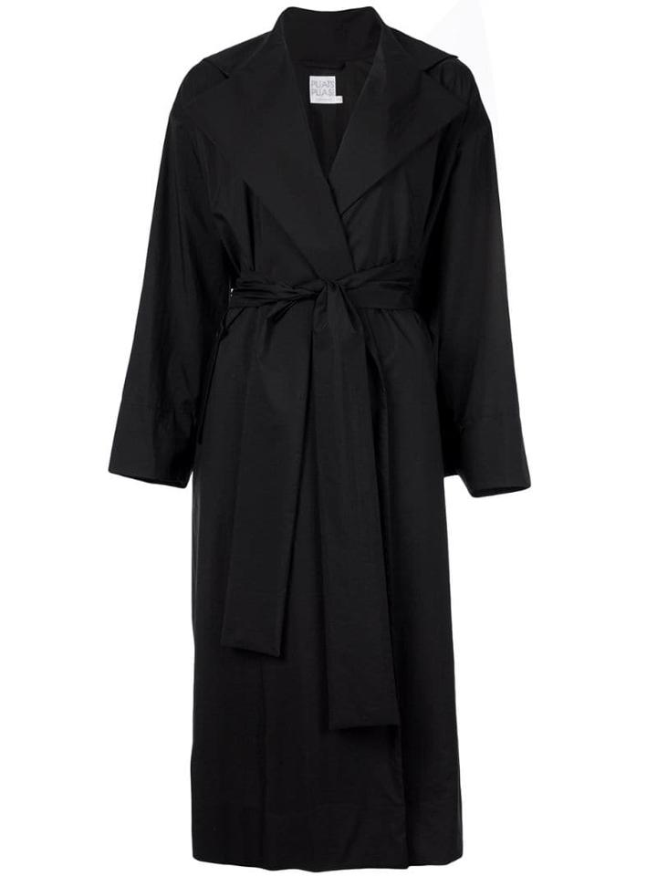 Pleats Please By Issey Miyake Wide Collar Trench Coat - Black