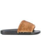 Givenchy Rabbit Fur Slides - Brown