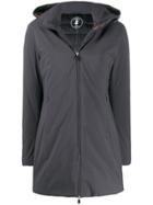 Save The Duck Hooded Zipped Parka Coat - Grey