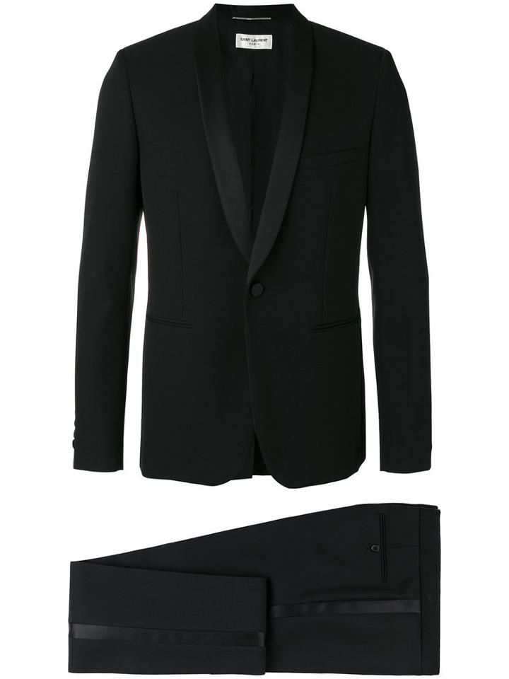 Saint Laurent Two Piece Suit, Men's, Size: 48, Black, Virgin Wool/cotton/silk