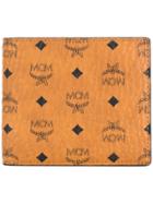 Mcm Logo Print Billfold Wallet - Brown