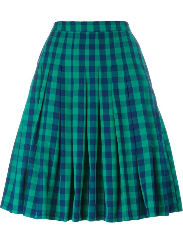 Peter Jensen Pleated Checked Skirt